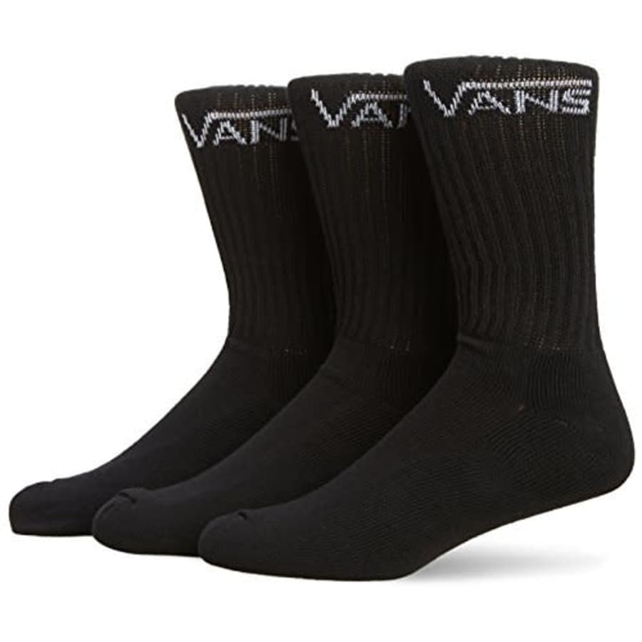 Vans Classic Crew Socks 3-Pair - Black (6.5-9, Black/White) for $18