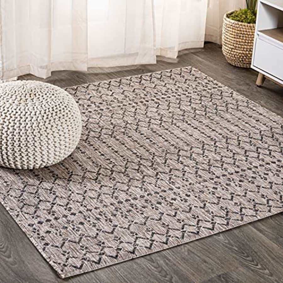 JONATHAN Y SMB108D-5SQ Ourika Moroccan Geometric Textured Weave Indoor Outdoor Area Rug, Bohemian, for $46