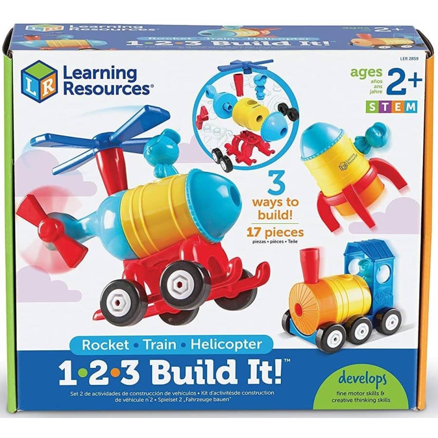 Learning Resources 1-2-3 Build It! Rocket-Train-Helicopter for $17