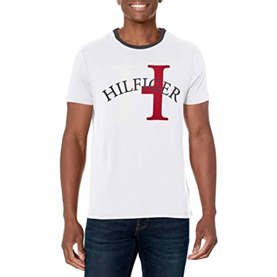 Tommy Hilfiger Men's H Graphic T-Shirt, Bright White, XL for $26
