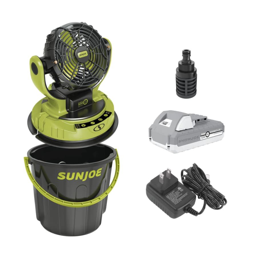 Sun Joe 24V iON+ Cordless Misting Fan Kit for $84 Sun Joe 24V iON+ Cordless Misting Fan Kit for $84