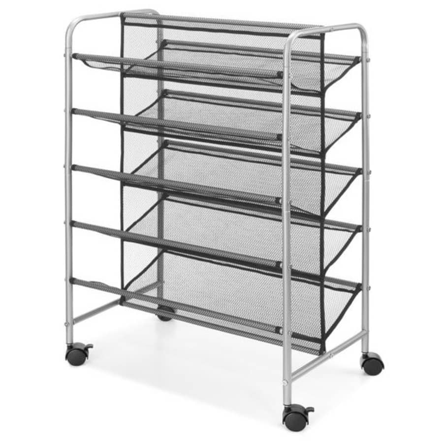 Mainstays 5-Tier Metal Mesh Rolling Shoe Rack for $26