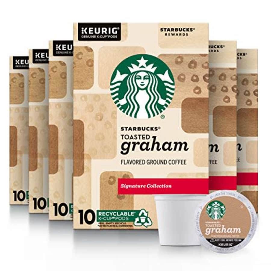 Starbucks Flavored K-Cup Coffee Pods Toasted Graham for Keurig Brewers 6 boxes (60 pods total) for $41