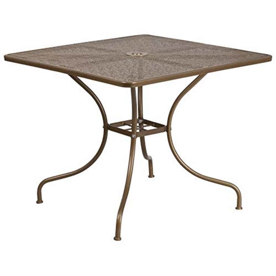 Flash Furniture Commercial Grade 35.5" Square Gold Indoor-Outdoor Steel Patio Table for $107 Flash Furniture Commercial Grade 35.5" Square Gold Indoor-Outdoor Steel Patio Table for $107
