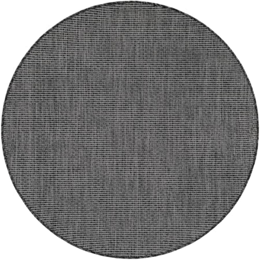 Unique Loom Outdoor Solid Collection Area Rug (4' 1" Round Black/Ivory) for $30