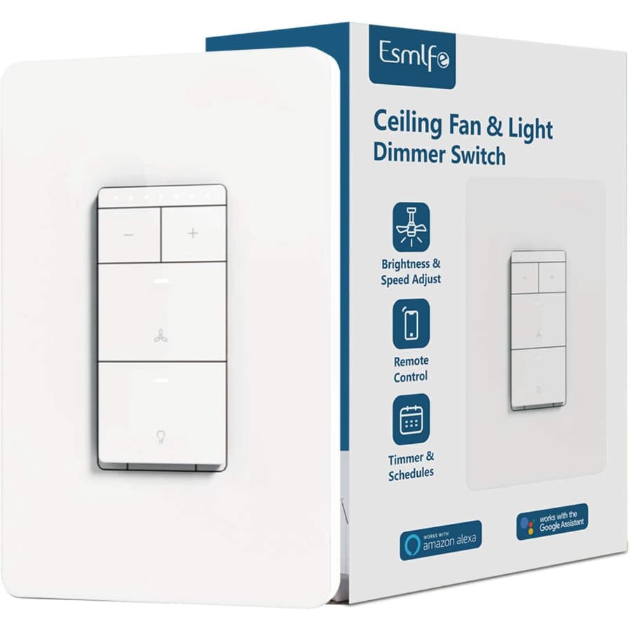 Esmlfe Smart Ceiling Fan and Light Dimmer Switch for $22 Esmlfe Smart Ceiling Fan and Light Dimmer Switch for $22