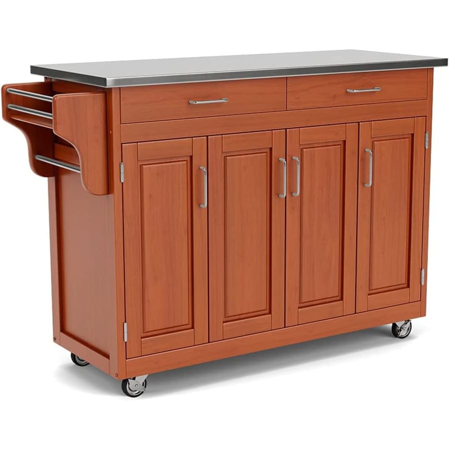 Home Styles 49" Rubberwood Kitchen Cart with Stainless Steel Top for $401 Home Styles 49" Rubberwood Kitchen Cart with Stainless Steel Top for $401