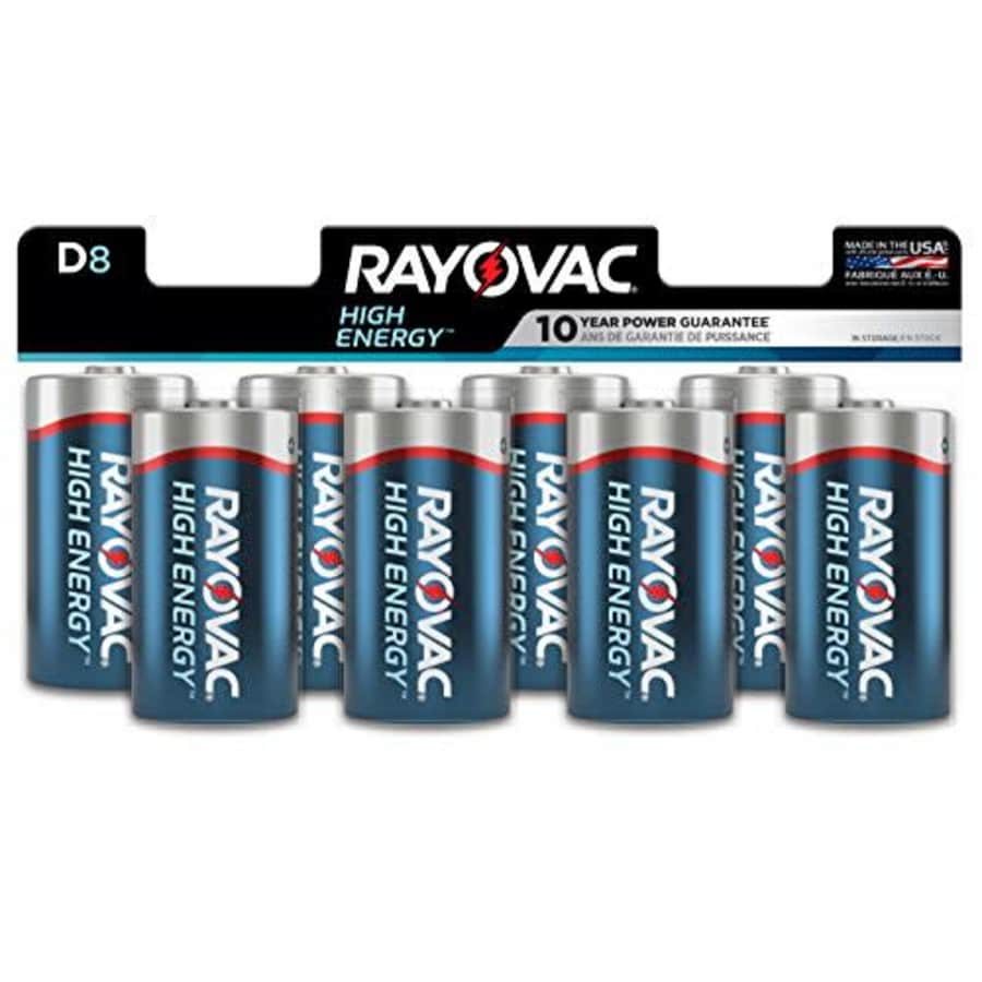 Rayovac D Batteries, Alkaline D Cell Batteries (8 Battery Count) for $17 Rayovac D Batteries, Alkaline D Cell Batteries (8 Battery Count) for $17