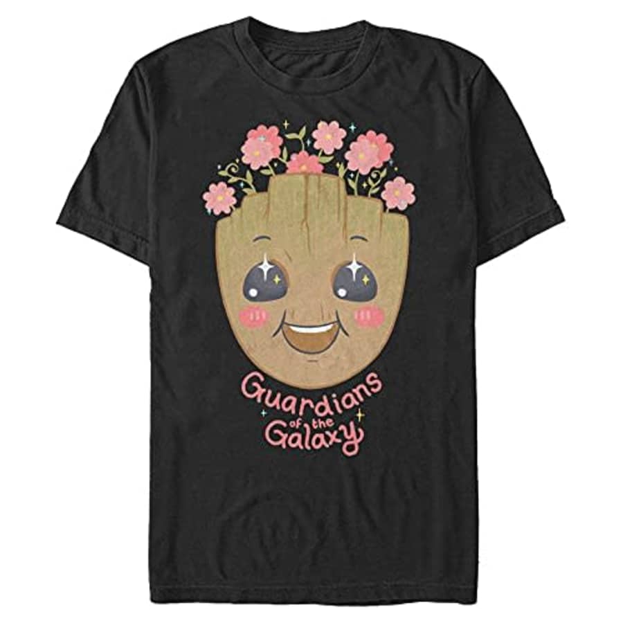 Marvel Men's Universe Groot in Bloom T-Shirt, Black, Medium for $10