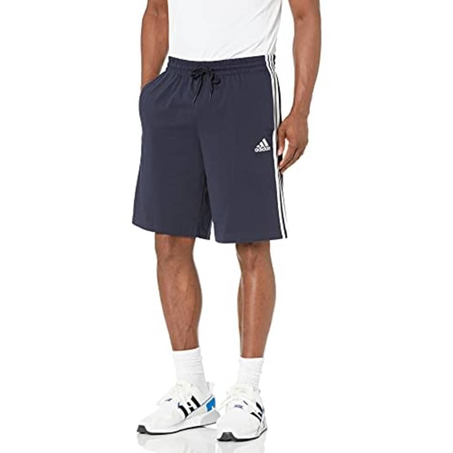 adidas Men's Big & Tall Essentials 3-Stripes Shorts, Legend Ink/White, Medium/Tall for $22