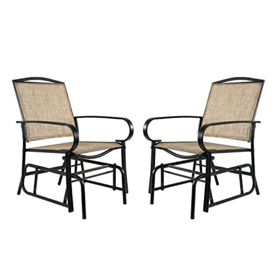 Amazon Basics Outdoor Patio Textilene Glider Chair - Set of 2, Brown for $137 Amazon Basics Outdoor Patio Textilene Glider Chair - Set of 2, Brown for $137