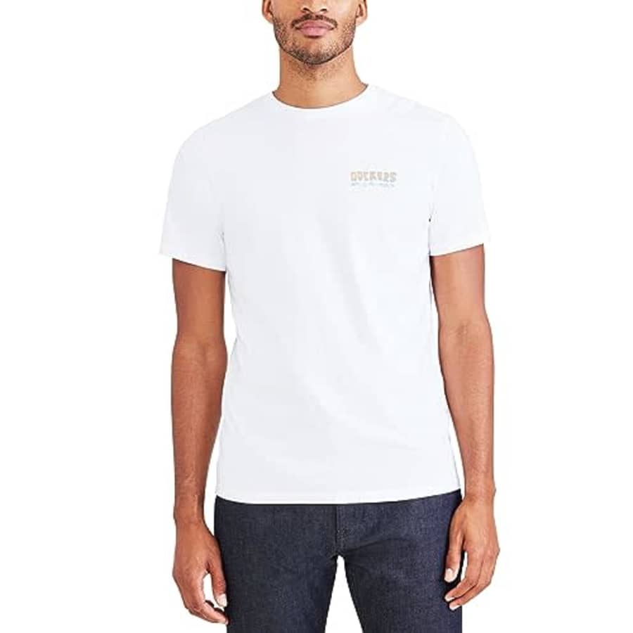 Dockers Men's Slim Fit Short Sleeve Graphic Tee Shirt, (New) Lucent White-Back Logo, Large for $8