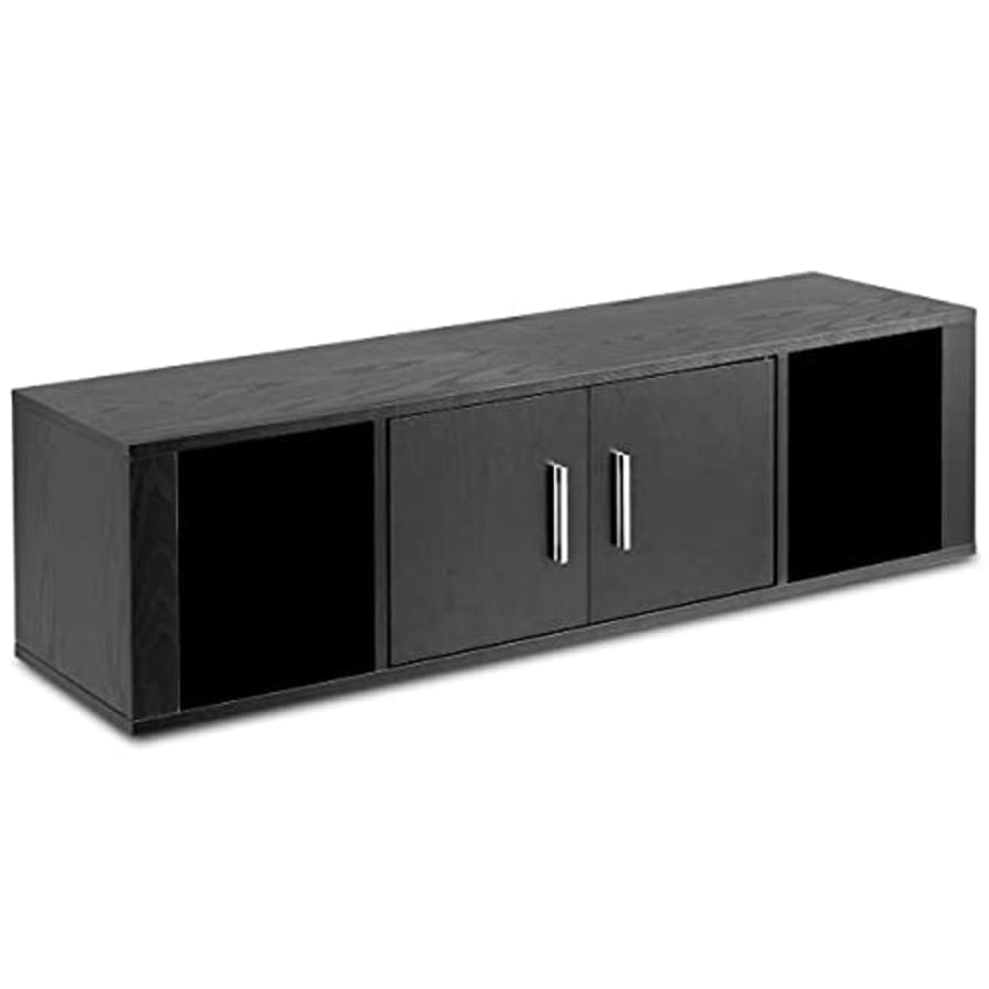 Giantex Wall Mounted Storage Cabinet 2 Cube Floating Media Hanging Desk W/2 Doors and 2 Open for $80
