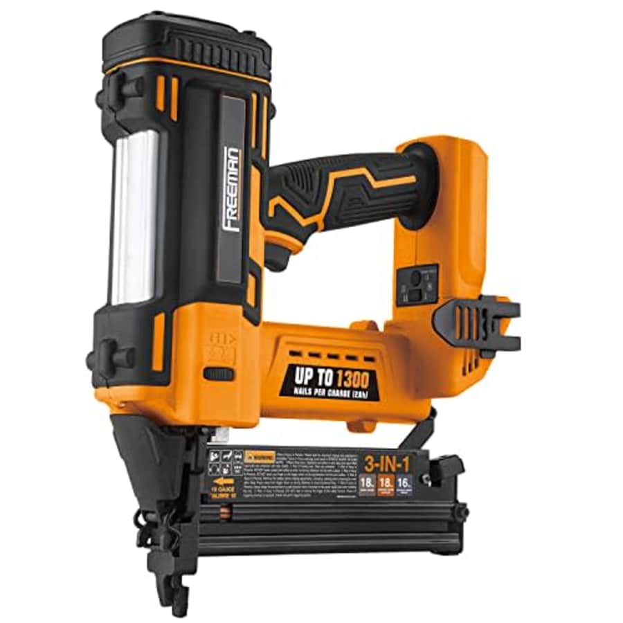 Freeman PE20VT31618 20 Volt Cordless 3-in-1 16 and 18 Gauge Nailer / Stapler (Tool Only) 1300 Shots for $149 Freeman PE20VT31618 20 Volt Cordless 3-in-1 16 and 18 Gauge Nailer / Stapler (Tool Only) 1300 Shots for $149