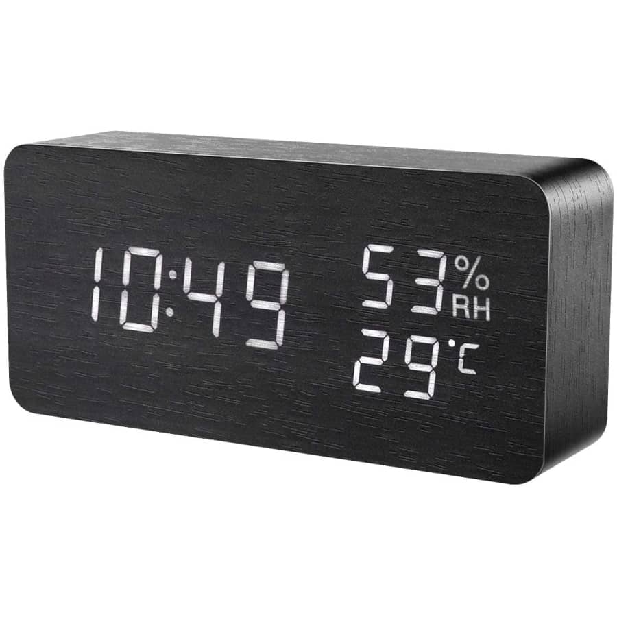 KeeKit Digital Wooden Alarm Clock for $17