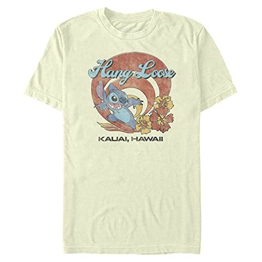 Disney Men's Lilo & Stitch Stitch Kauai T-Shirt, Cream, X-Large for $20
