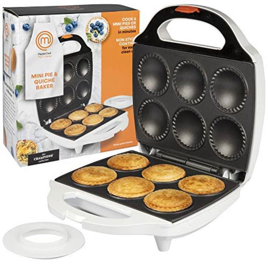 MasterChef Mini Pie and Quiche Maker- Pie Baker Cooks Homemade 6 Small Pies and Quiches in Minutes- for $35 MasterChef Mini Pie and Quiche Maker- Pie Baker Cooks Homemade 6 Small Pies and Quiches in Minutes- for $35