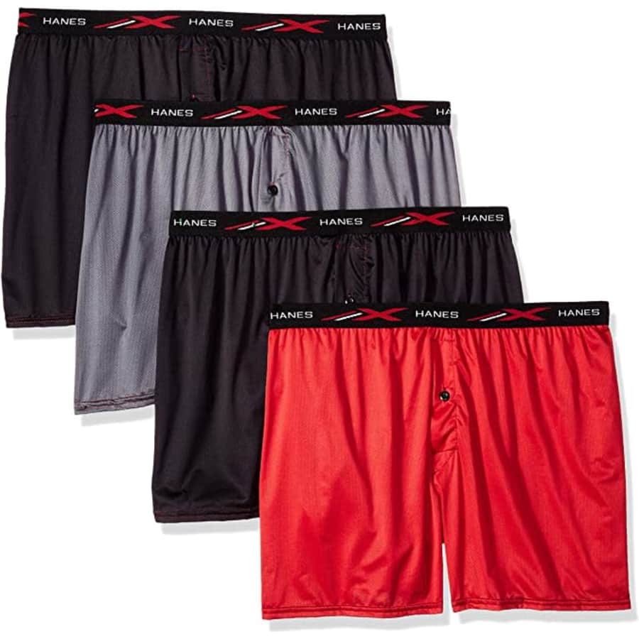 Hanes Men's X-Temp 4-Way Stretch Mesh Knit Boxer 4-Pack for $9