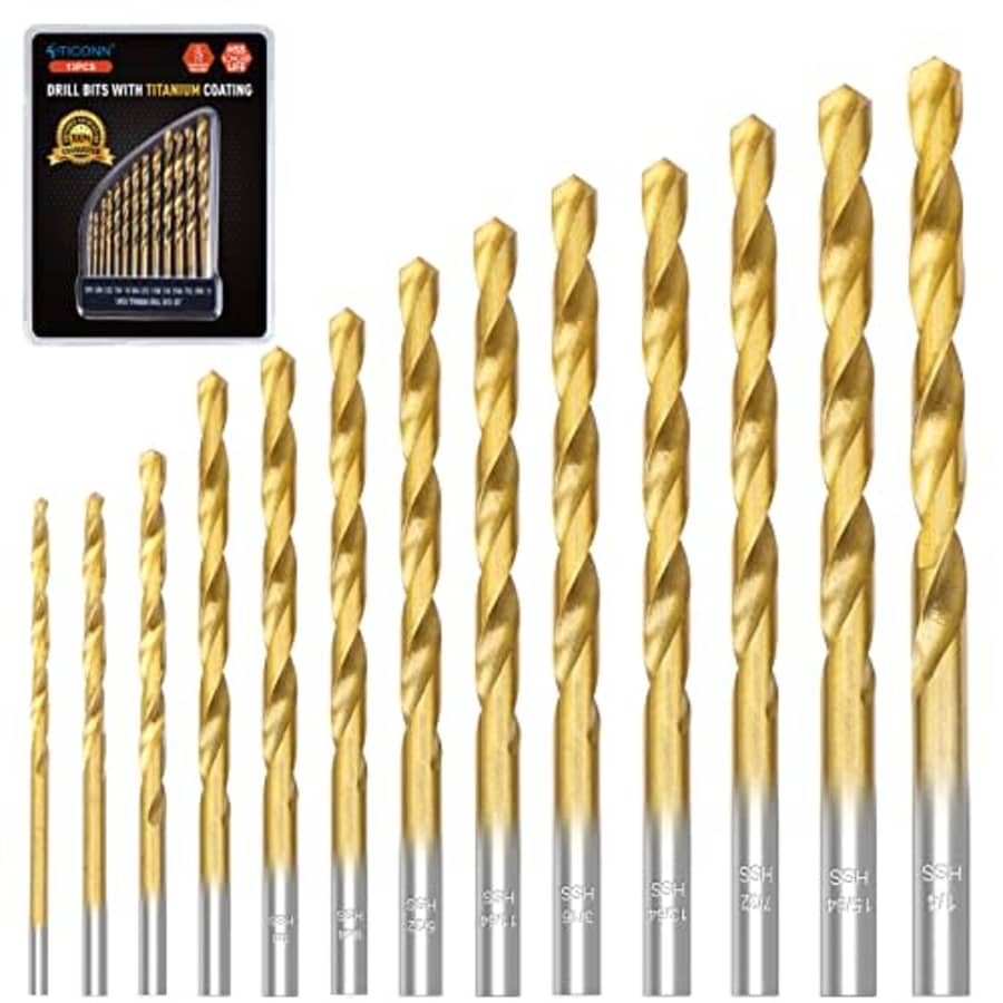 Ticonn 13-Piece Titanium Coated Drill Bit Set for $10 Ticonn 13-Piece Titanium Coated Drill Bit Set for $10