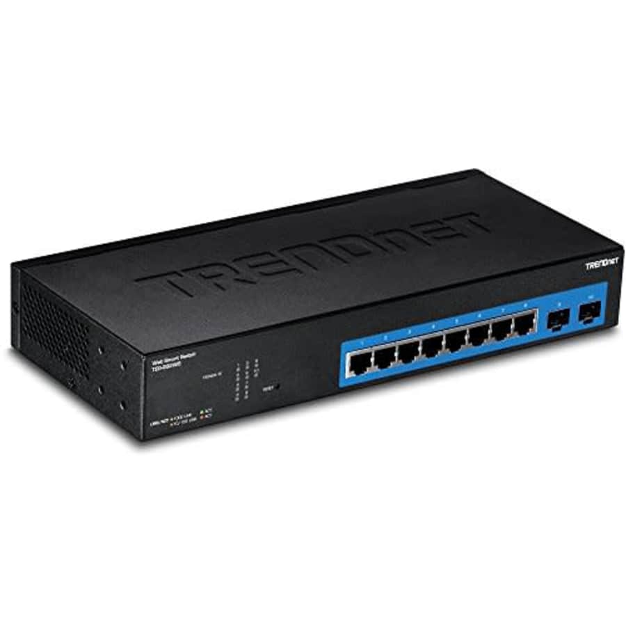 TRENDnet 10-Port Gigabit Web Smart Switch, 20 Gbps Switching Capacity, 8 x RJ-45 Ports, 2 x SFP, for $100 TRENDnet 10-Port Gigabit Web Smart Switch, 20 Gbps Switching Capacity, 8 x RJ-45 Ports, 2 x SFP, for $100