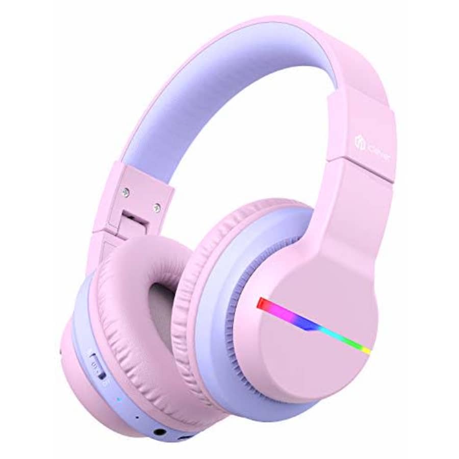 iClever BTH12 Kids Headphones, Colorful LED Lights Kids Bluetooth Headphones with 74/85/94dB Volume for $38