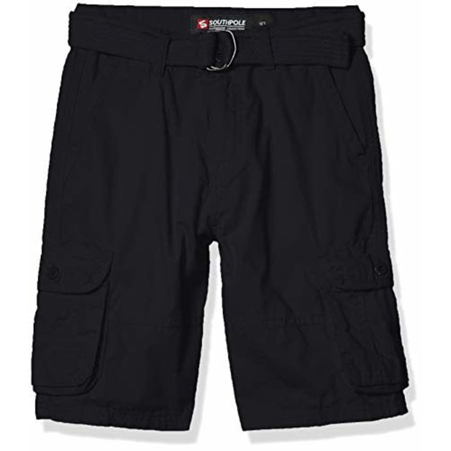 Southpole - Kids Boys' Big Belted Ripstop Basic Cargo Shorts, Navy As, 8 for $17