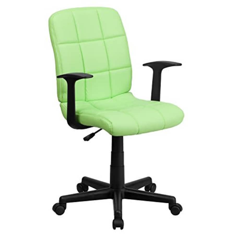 Flash Furniture Mid-Back Green Quilted Vinyl Swivel Task Office Chair with Arms for $81