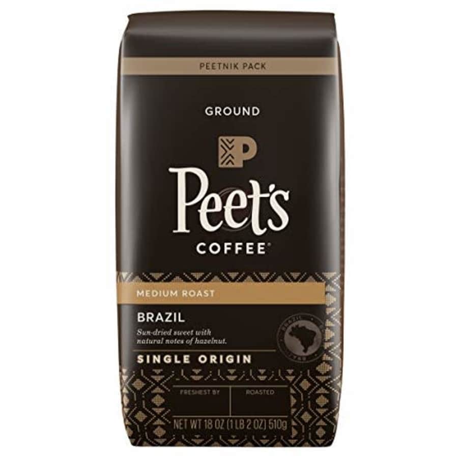 Peet's Coffee Single Origin Brazil, Medium Roast Ground Coffee, Single Origin Brazil, 18 Ounce for $15