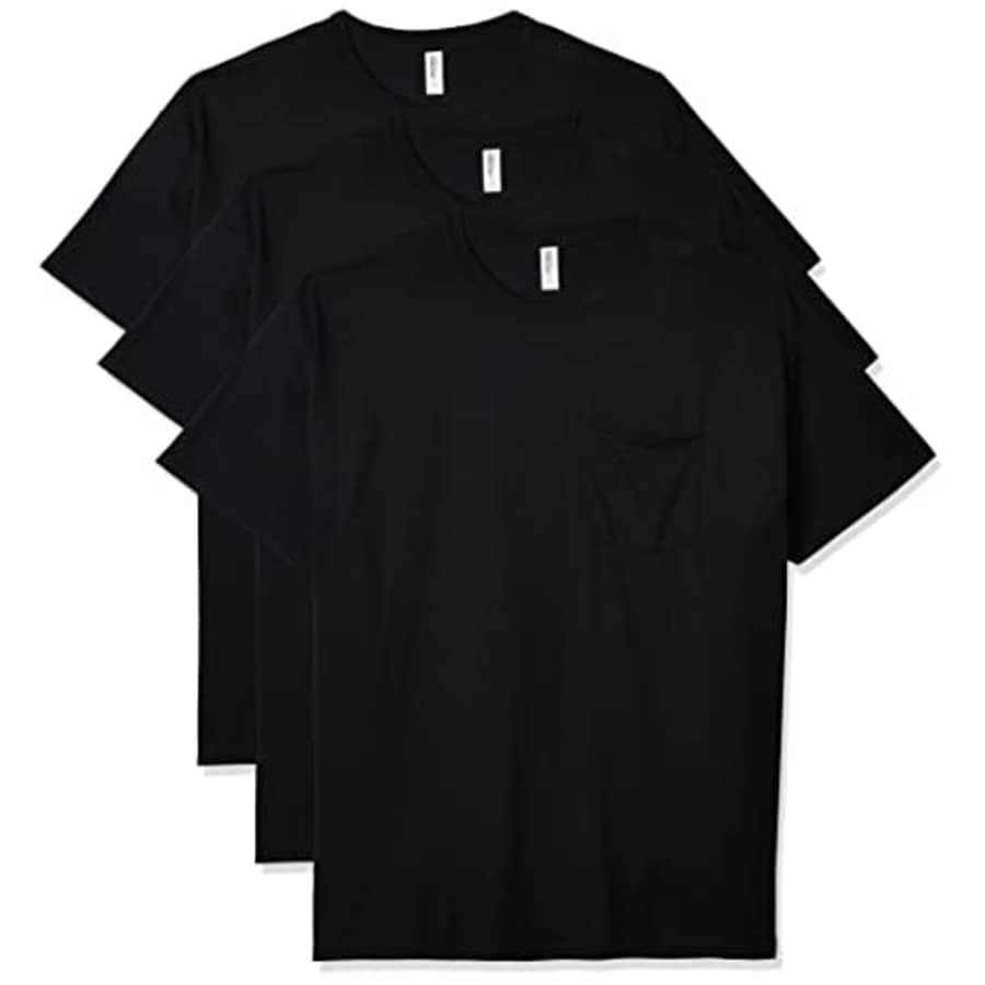 Jerzees Men's Dri-Power Short Sleeve T-Shirt (Pocket & No, Pocket-3 Pack-Black, XX-Large for $27