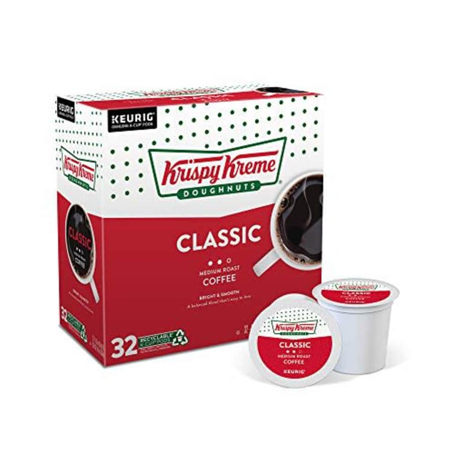 Krispy Kreme Classic, Single-Serve Keurig K-Cup Pods, Medium Roast Coffee, 32 Count for $17 Krispy Kreme Classic, Single-Serve Keurig K-Cup Pods, Medium Roast Coffee, 32 Count for $17
