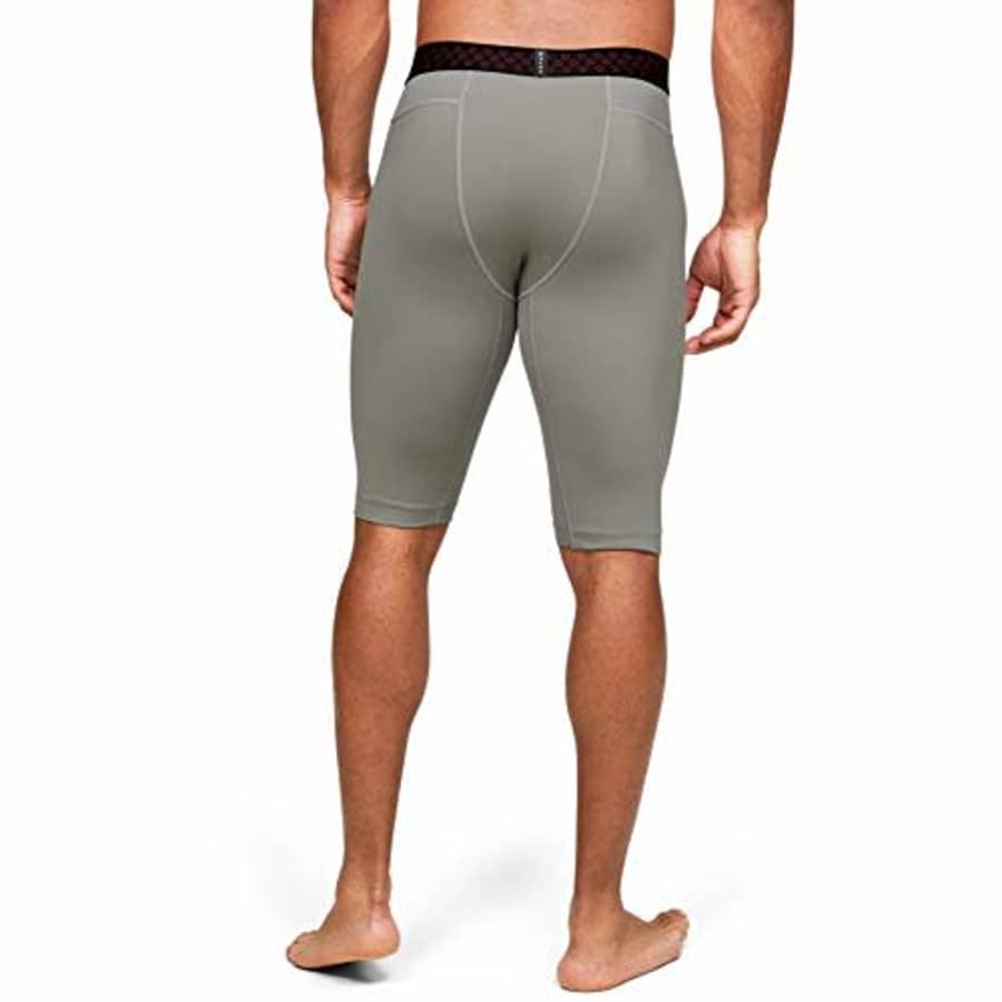 Under Armour Men's HeatGear Rush Long Shorts, Gravity Green (388)/Black, Small for $40