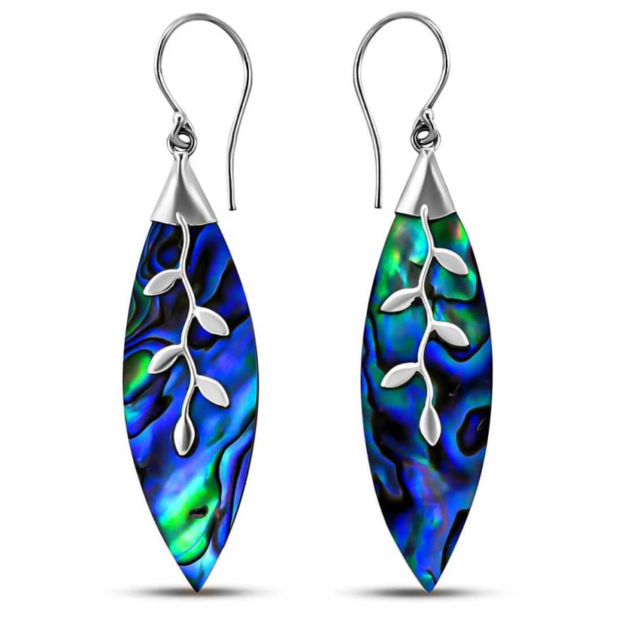 Abalone Shell Dangle Earrings in Sterling Silver for $19