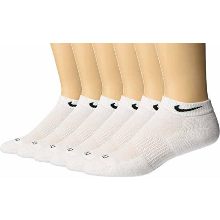 Men's Nike 6-pack Everyday Plus Cushion Low-Cut Training Socks SIZE 8-12 (LARGE) (WHITE) for $25