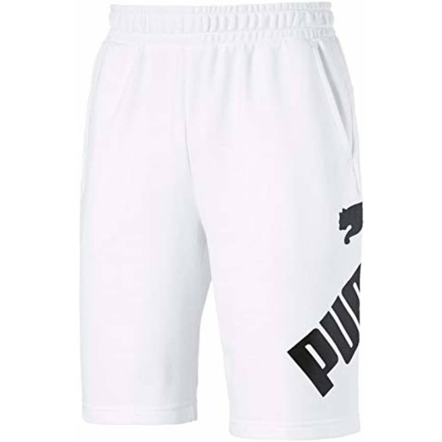 PUMA Men's Big Logo Shorts 10", White Black, M for $15 PUMA Men's Big Logo Shorts 10", White Black, M for $15