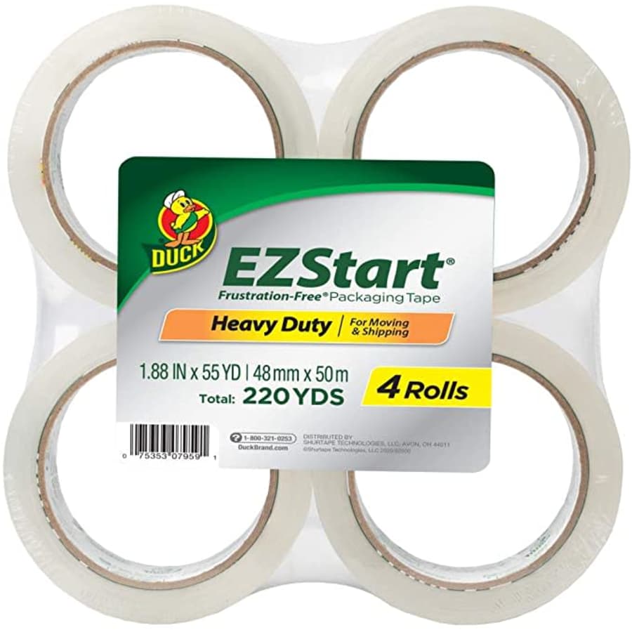 Duck Brand 1.88" x 54.6-Yard EZ Start Packing Tape 4-Pack for $22
