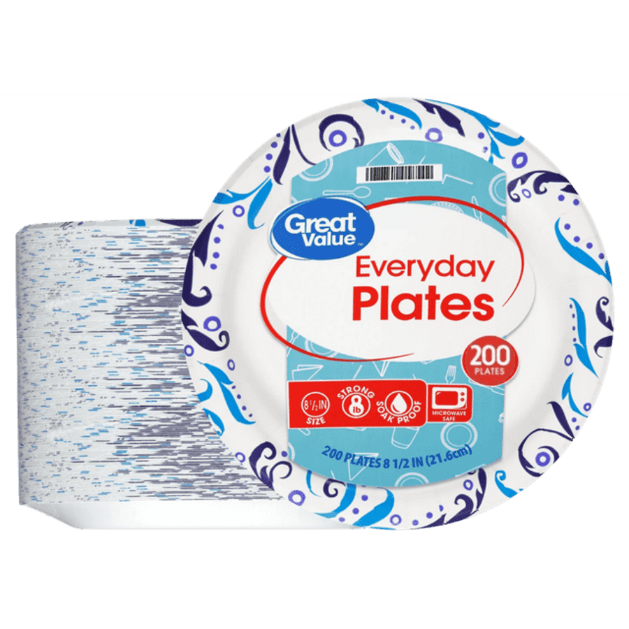Great Value Everyday Strong 200-Count Disposable Paper Plates for $10 Great Value Everyday Strong 200-Count Disposable Paper Plates for $10