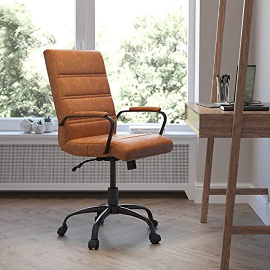 Flash Furniture Mid-Back Desk Chair - Brown LeatherSoft Executive Swivel Office Chair with Black for $131