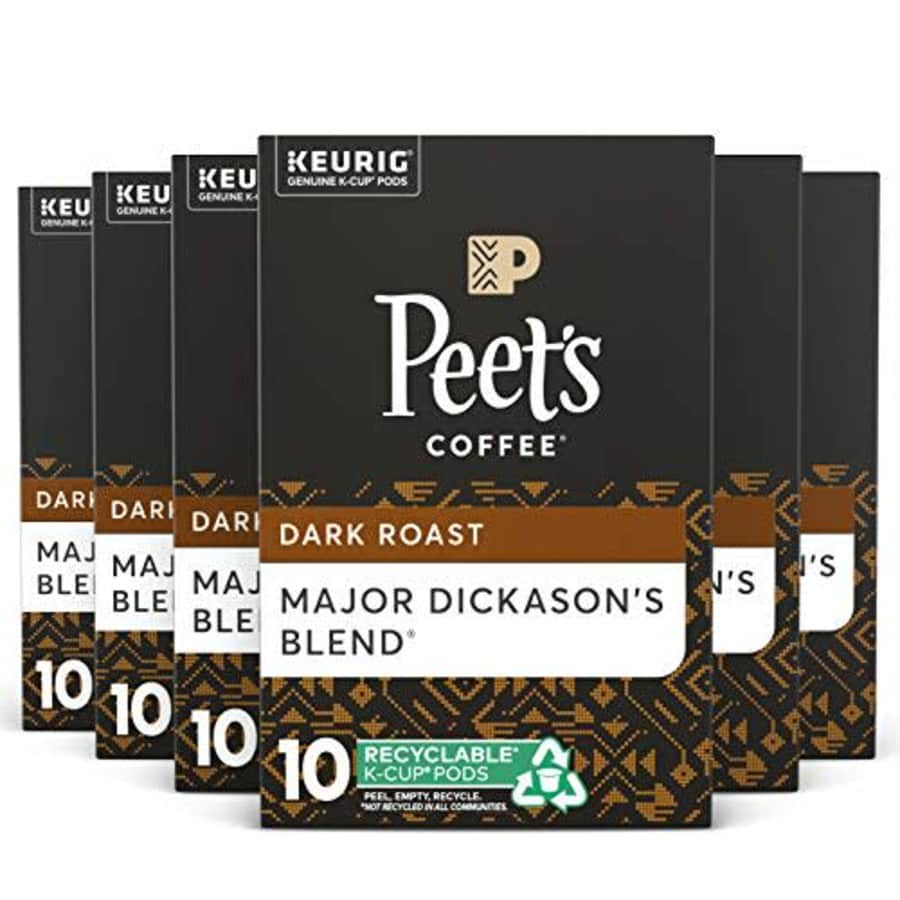 Peet's Peets Coffee, Major Dickason's Blend - Dark Roast Coffee - 60 K-Cup Pods for Keurig Brewers (6 for $40 Peet's Peets Coffee, Major Dickason's Blend - Dark Roast Coffee - 60 K-Cup Pods for Keurig Brewers (6 for $40