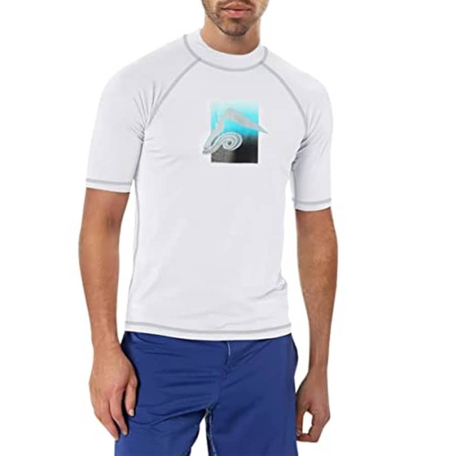 Kanu Surf Men's Standard Mercury UPF 50+ Short Sleeve Sun Protective Rashguard Swim Shirt, Prism for $14
