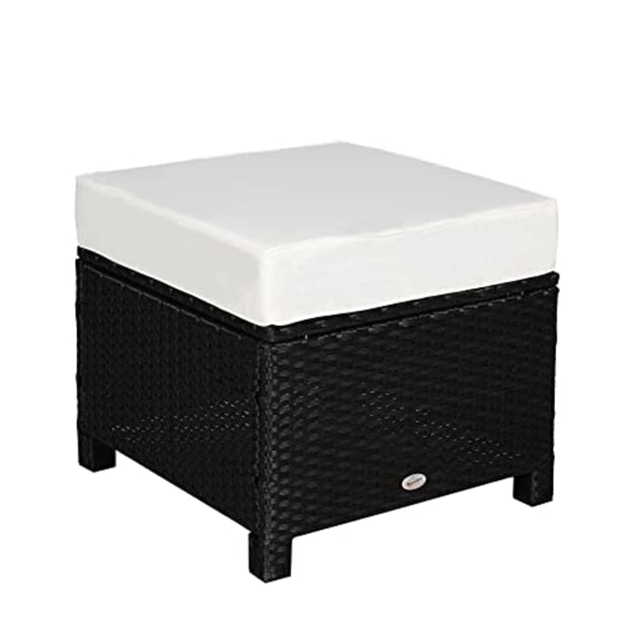 Outsunny 20" Patio Wicker Ottoman, Multipurpose Outdoor PE Rattan Footrest, Additional Seating, for $73
