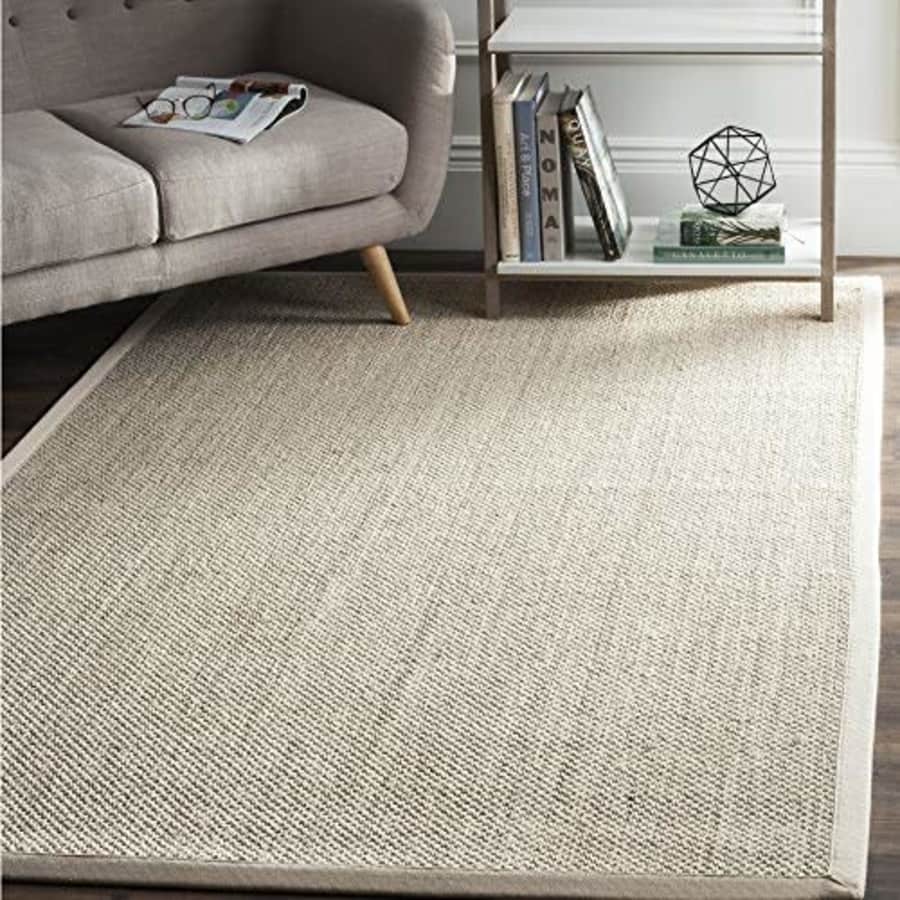SAFAVIEH Natural Fiber Collection Area Rug - 5' x 8', Marble & Linen, Border Sisal Design, Easy for $137