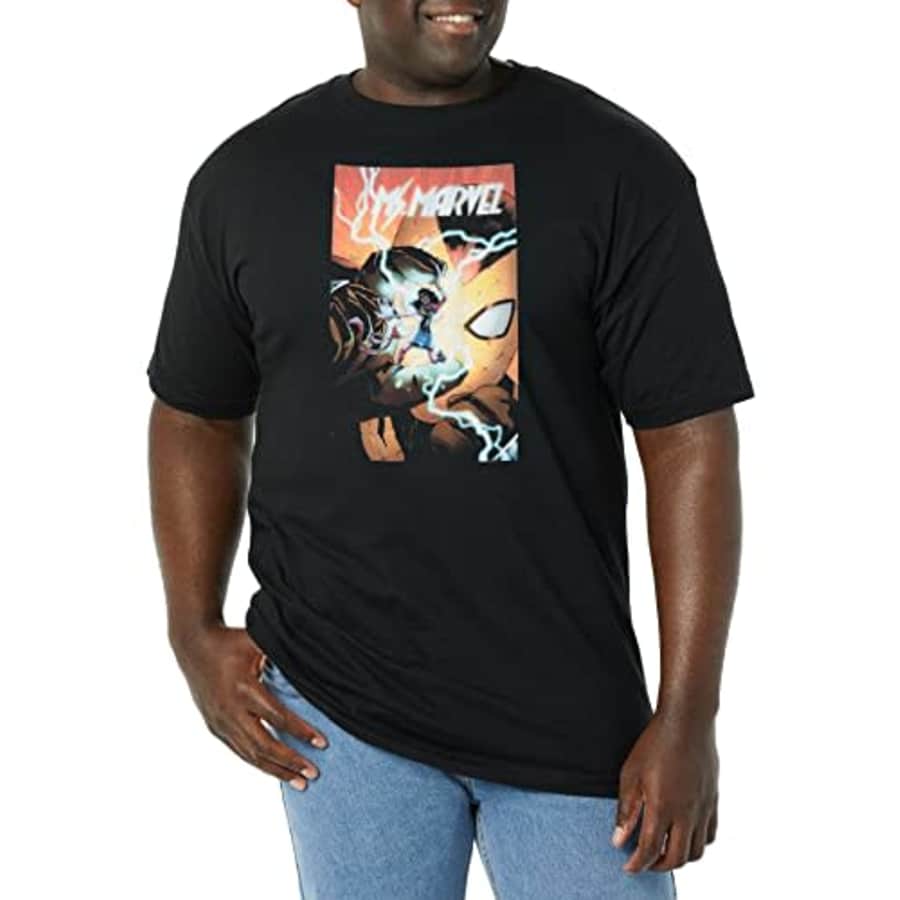 Marvel Big & Tall Classic Ms.Marvel OCT18 Men's Tops Short Sleeve Tee Shirt, Black, Large for $13