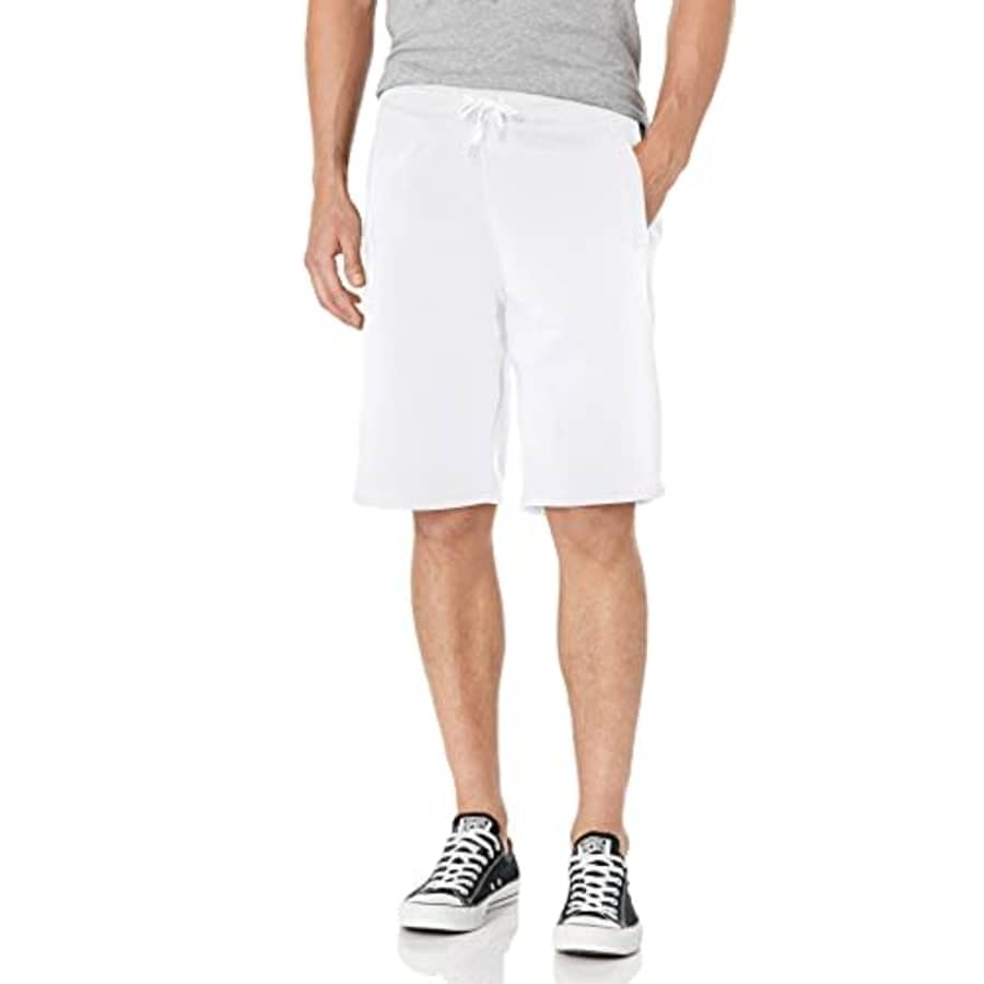 Southpole Men's Basic Fleece Shorts, White, Medium for $13