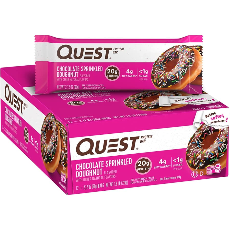 Quest Nutrition Chocolate Sprinkled Doughnut Protein Bar 12-Count for $15 Quest Nutrition Chocolate Sprinkled Doughnut Protein Bar 12-Count for $15
