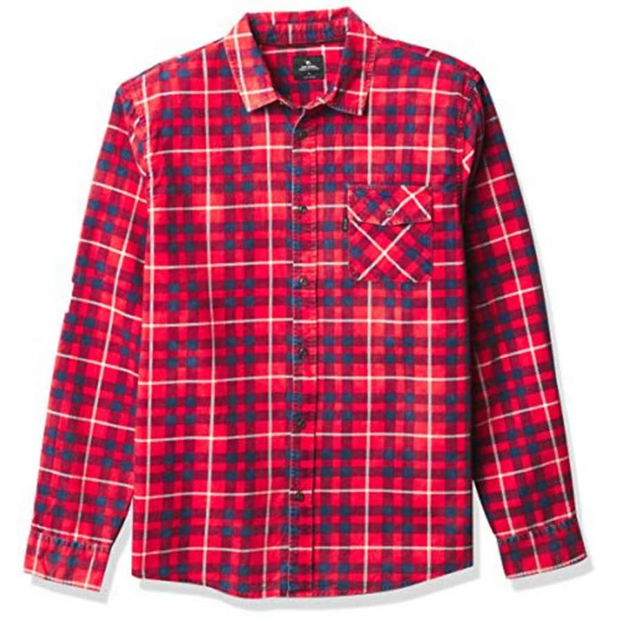 Rip Curl Men's Big Boys' Return Long Sleeve Shirt, Bright Red, M for $35