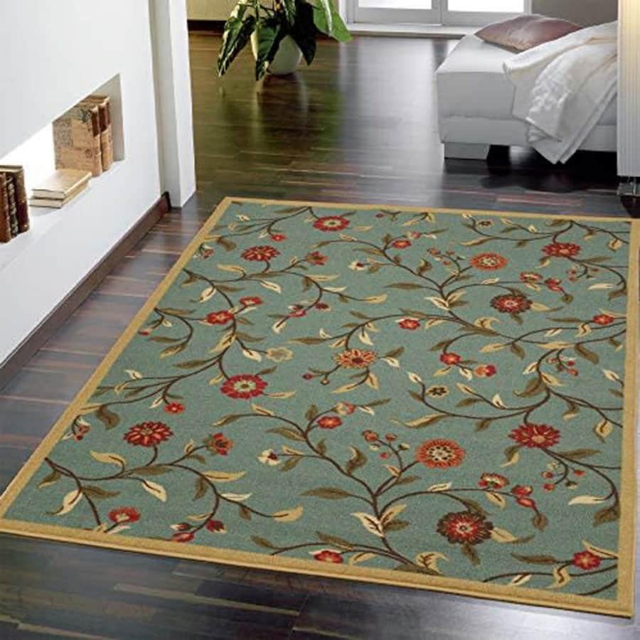 Ottomanson OTH2095-5X7 Area Rug, 5'0" X 6'6", Sage Green Floral for $42 Ottomanson OTH2095-5X7 Area Rug, 5'0" X 6'6", Sage Green Floral for $42