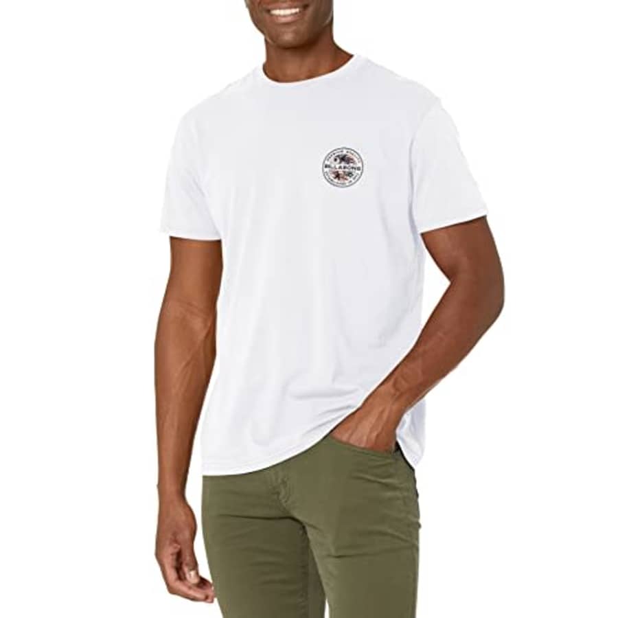 Billabong Men's Classic Short Sleeve Premium Logo Graphic Tee T-Shirt, White Rotor 2, Medium for $75