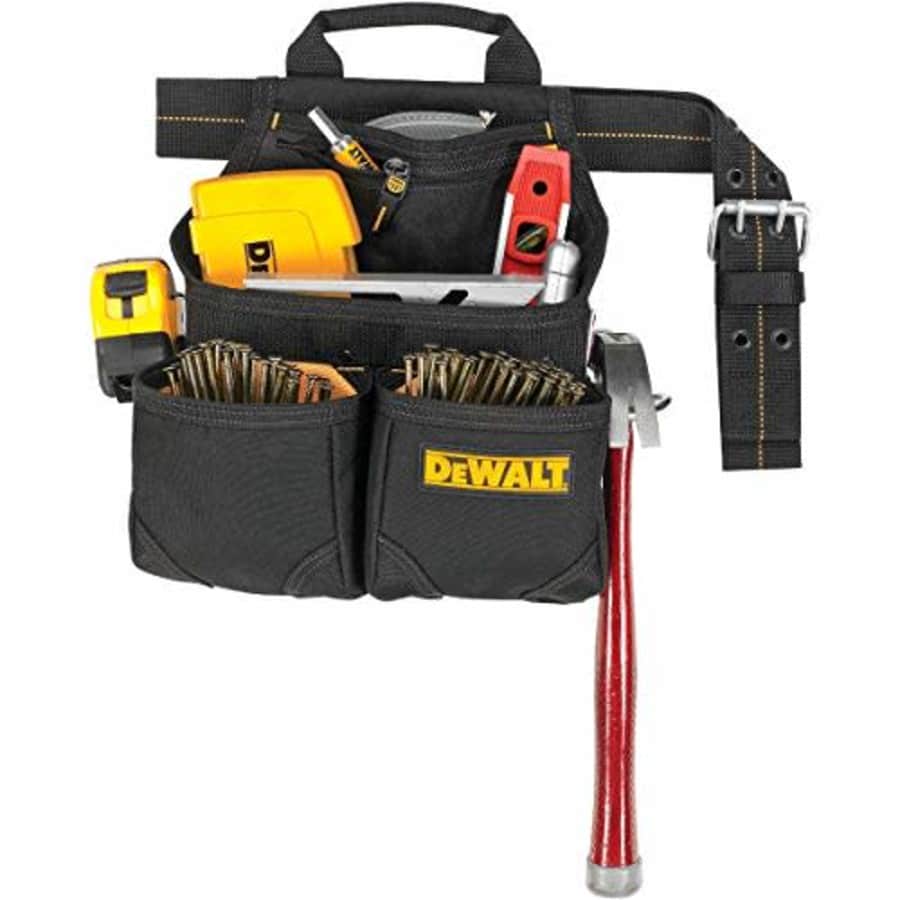 DeWalt 5.5 in. W x 15.25 in. H Ballistic Polyester Nail and Tool Pocket Apron 6 pocket Black/Yellow for $50