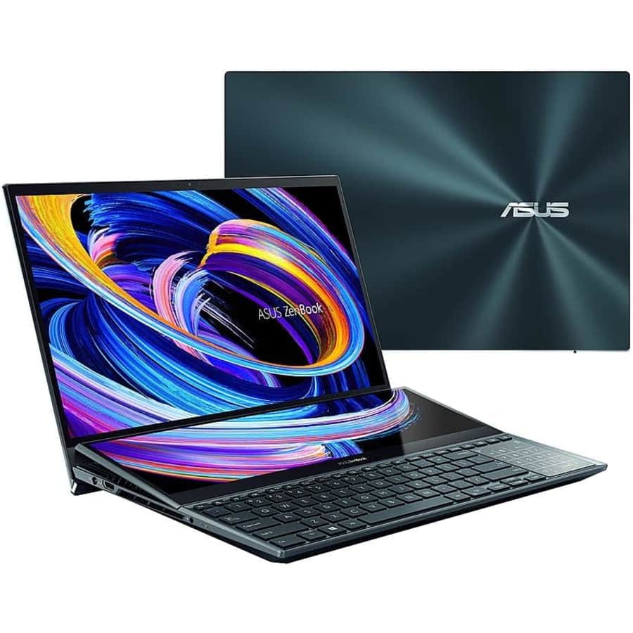 ASUS ZenBook Pro Duo 15 UX582 12th-Gen i9 4K OLED Dual-Screen Touchscreen Laptop w/ RTX 3070 Ti for $2,159 ASUS ZenBook Pro Duo 15 UX582 12th-Gen i9 4K OLED Dual-Screen Touchscreen Laptop w/ RTX 3070 Ti for $2,159