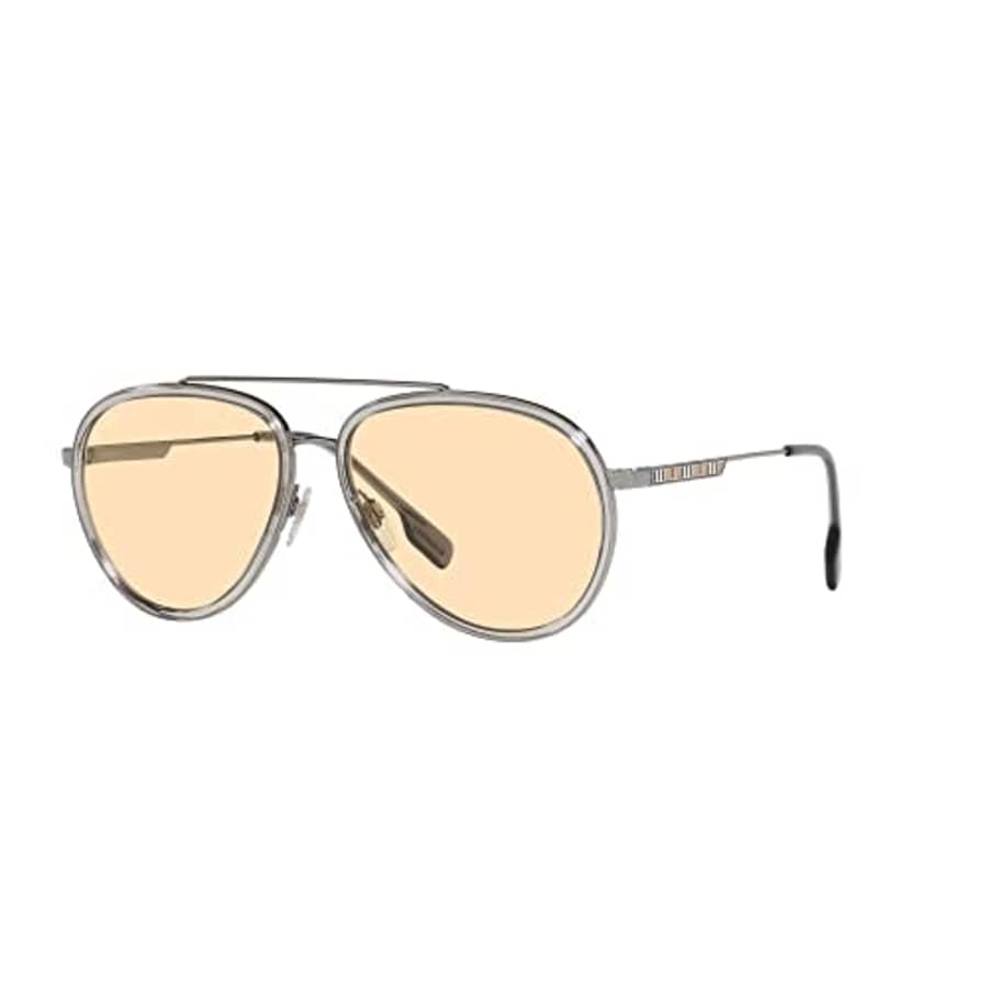 BURBERRY Oliver BE 3125 1003/8 Gunmetal Metal Aviator Sunglasses Yellow Lens for $117